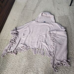 Rue21 Hooded Fringe Poncho Sweater - Light Mauve